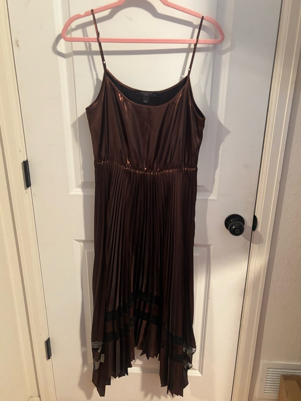 AllSaints Copper Metallic Dress